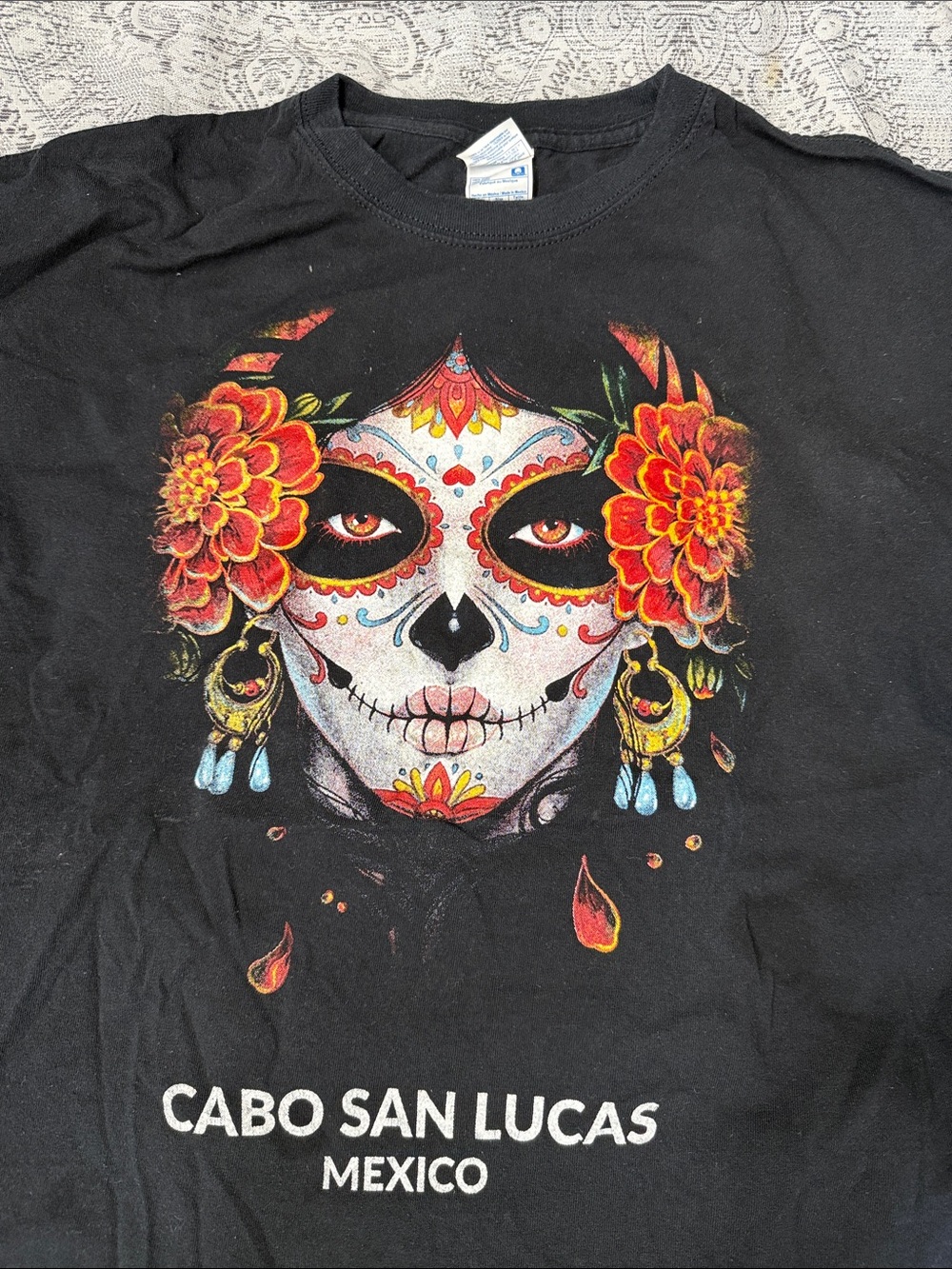Cabo San Lucas Mexico Black Day of the Dead Graphic Tee